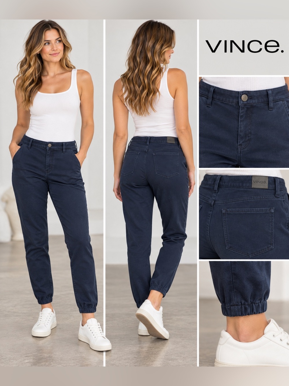 Vince Navy Blue Jogger Pants Women’s 28 Stretch Ankle Cuffed Casual